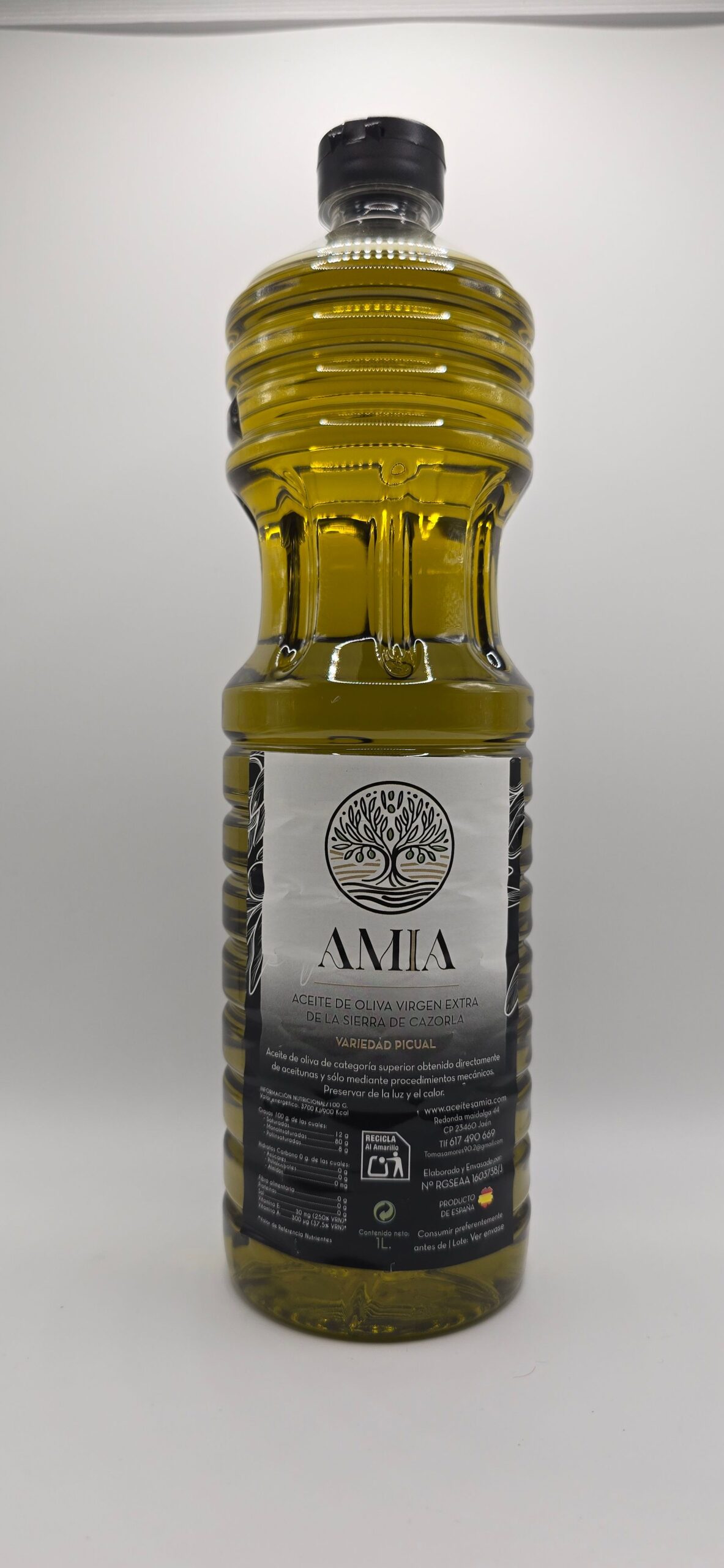 caja 15 botellas 1l de aceite de oliva virgen extra picual de la Sierra de Cazorla Amia