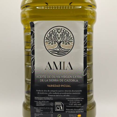 Caja 6 botella 2l de aceite de oliva virgen extra picual de la Sierra de Cazorla Amia
