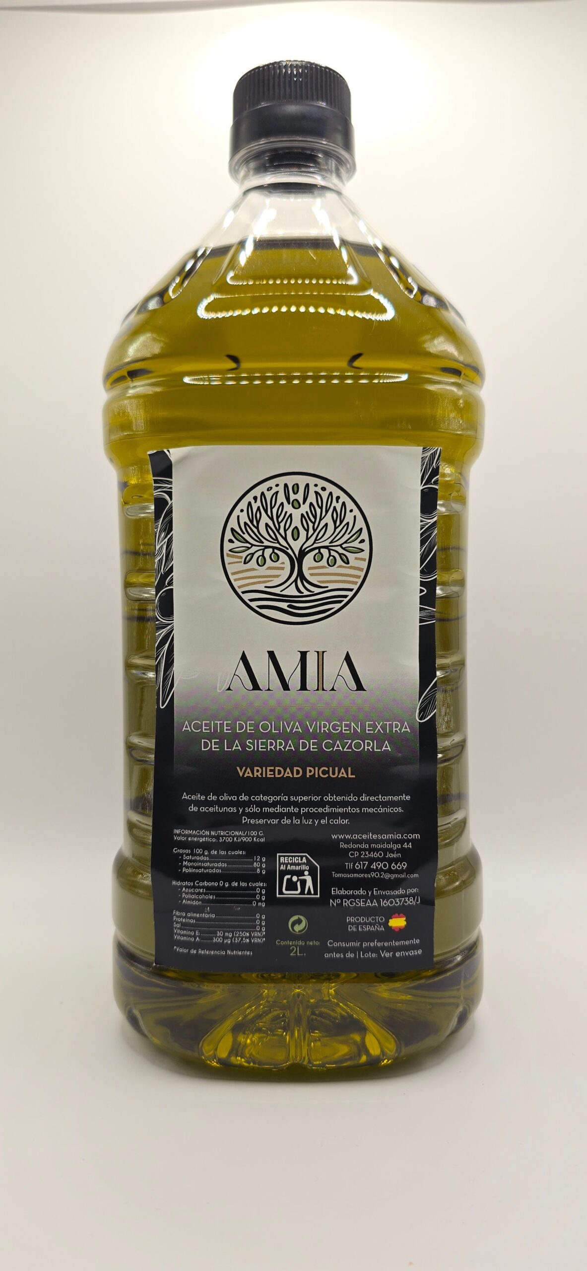 Caja 6 botella 2l de aceite de oliva virgen extra picual de la Sierra de Cazorla Amia