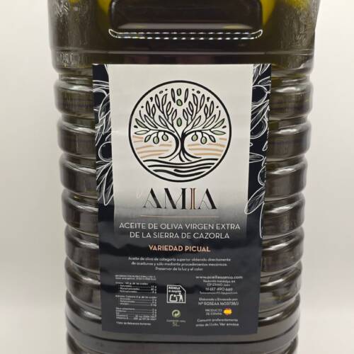 Caja 3 botella 5l de aceite de oliva virgen extra picual de la Sierra de Cazorla Amia