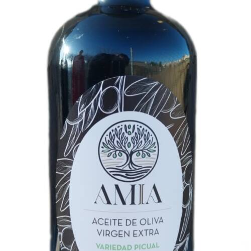 botella 500 ml de aceite de oliva virgen extra picual de primera prensada Amia