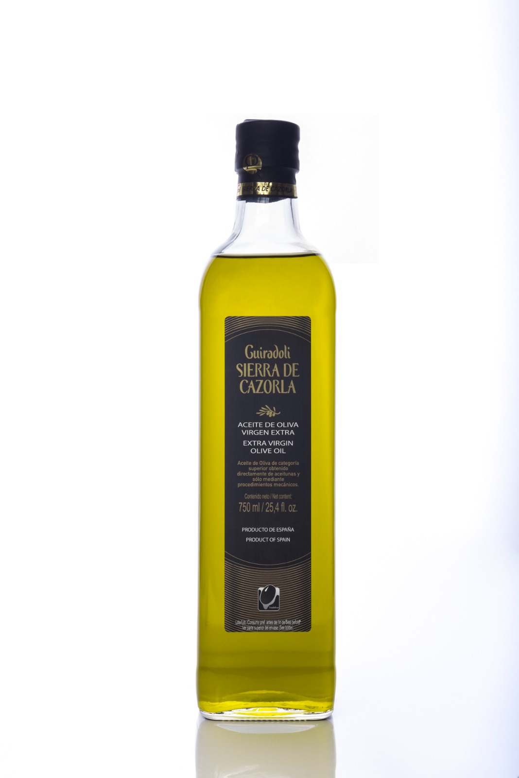 botella cristal 750 ml de aceite de oliva virgen extra picual de la Sierra de Cazorla guiradoli