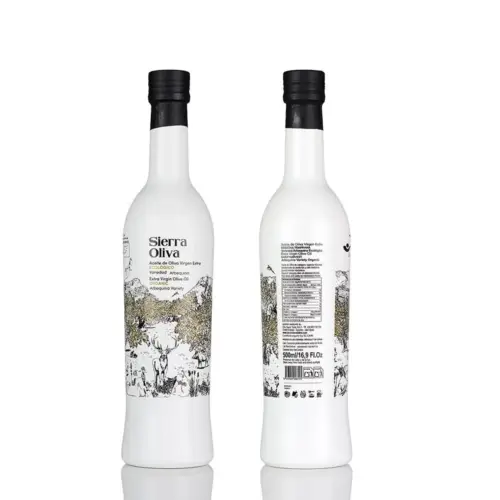 botella 500 ml de aceite de oliva virgen extra ecologico variedad arbequina de jaen Guiradoli