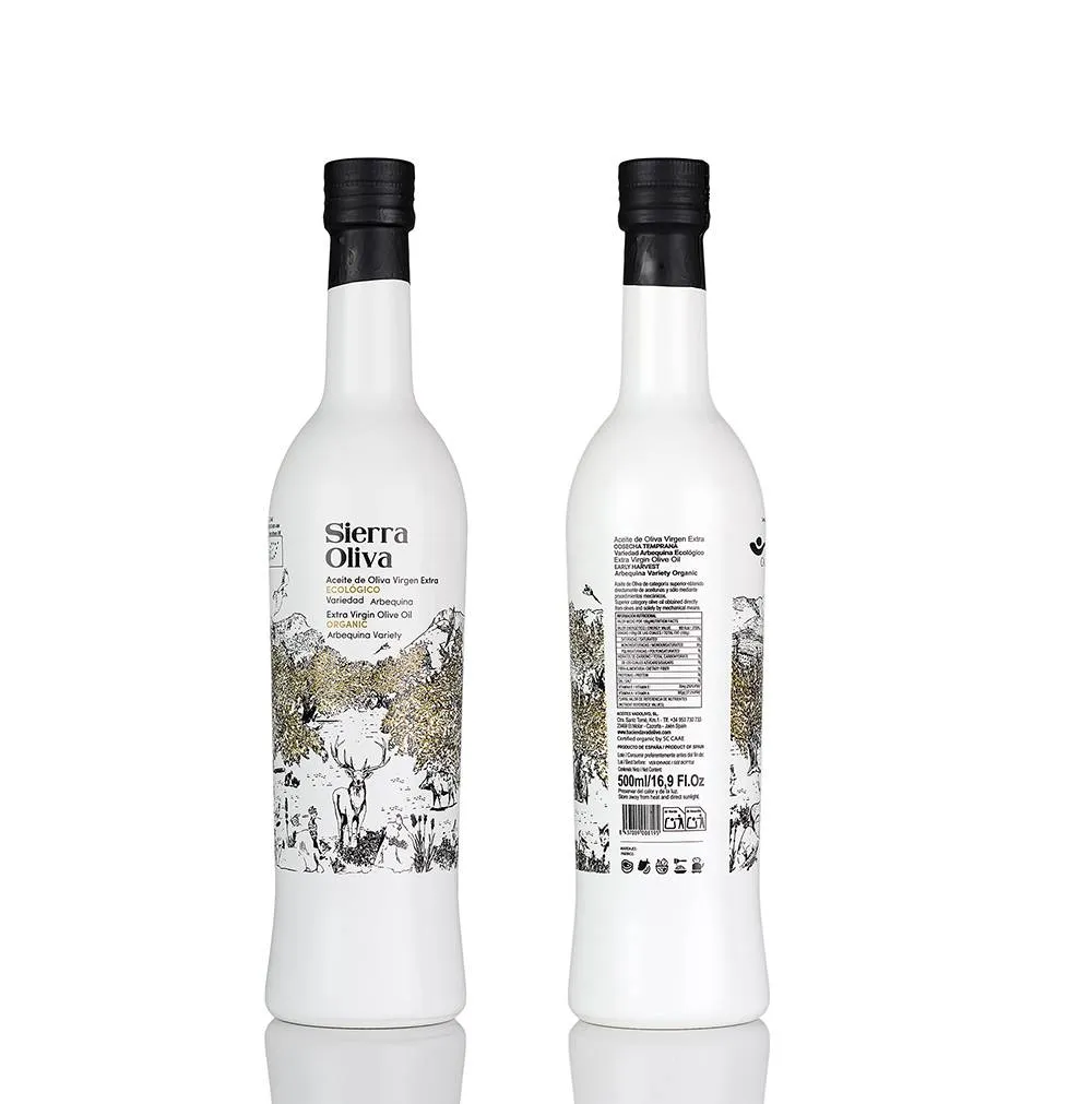 botella 500 ml de aceite de oliva virgen extra ecologico variedad arbequina de jaen Guiradoli