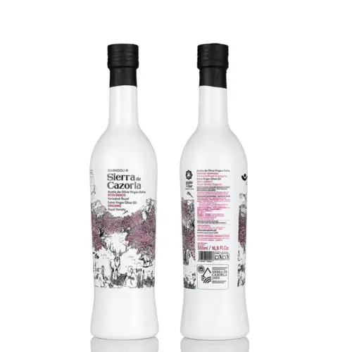 botella 500 ml de aceite de oliva virgen extra ecologico variedad royal de jaen Guiradoli